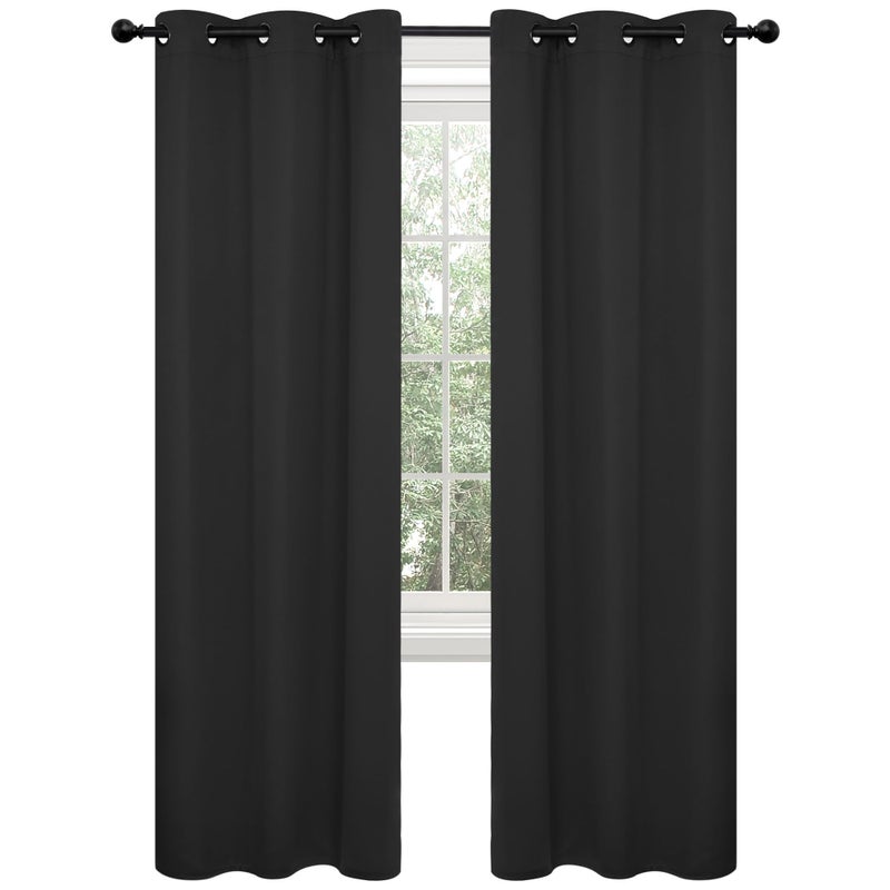 Deconovo Blackout Curtains for Bedroom, Thermal Insulated Room Darkening Grommet Window Drapes, Black, 42W x 72L Inch, Pack of 2 for Living Room & Nursery Privacy Panels - Image 2